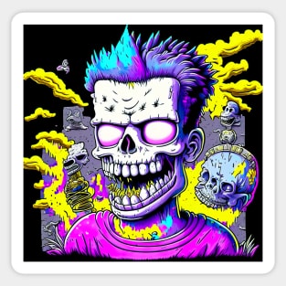 "Psychedelic Haunts: Unique and Colorful Halloween Horrors" Sticker